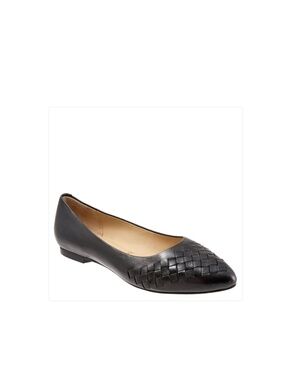 Trotters Estee Woven Black Leather Flats Women’s Size 5 NWT